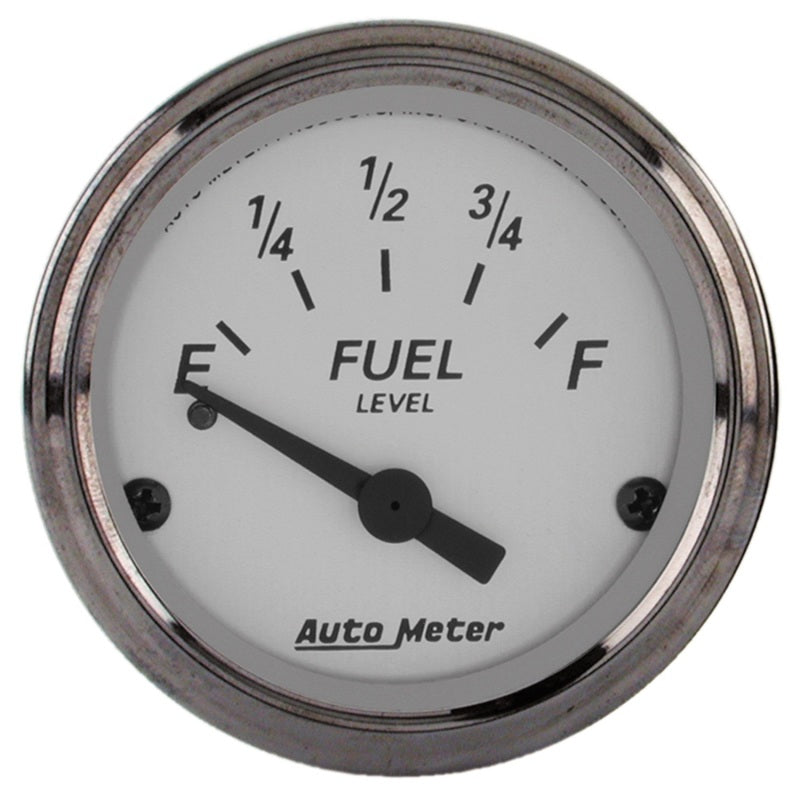 AutoMeter Gauge Fuel Level 2-1/16in. 0 Ohm(e) to 30 Ohm(f) Elec American Platinum 1907