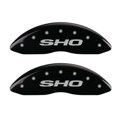 MGP 4 Caliper Covers Engraved Front & Rear SHO Black finish silver ch MGP