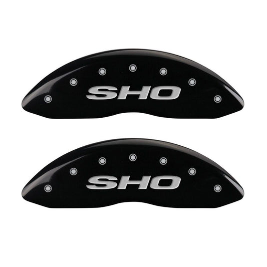 MGP 4 Caliper Covers Engraved Front & Rear SHO Black finish silver ch MGP