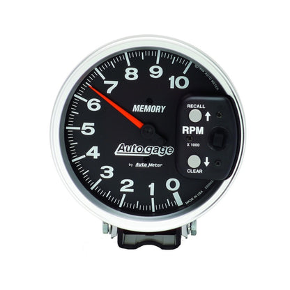 Autometer 5 inch 10,000 RPM w/ Peak Memory Pedestal Tachometer Auto Gage - Black 233902