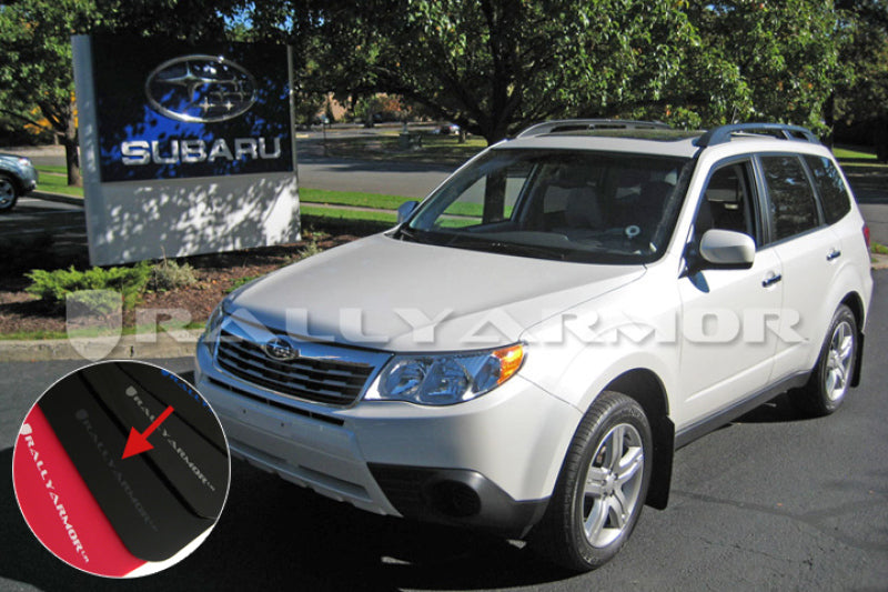 Rally Armor UR Mudflaps Black Urethane Grey Logo 2009-2013 Forester / 2009-2013 FXT - eliteracefab.com