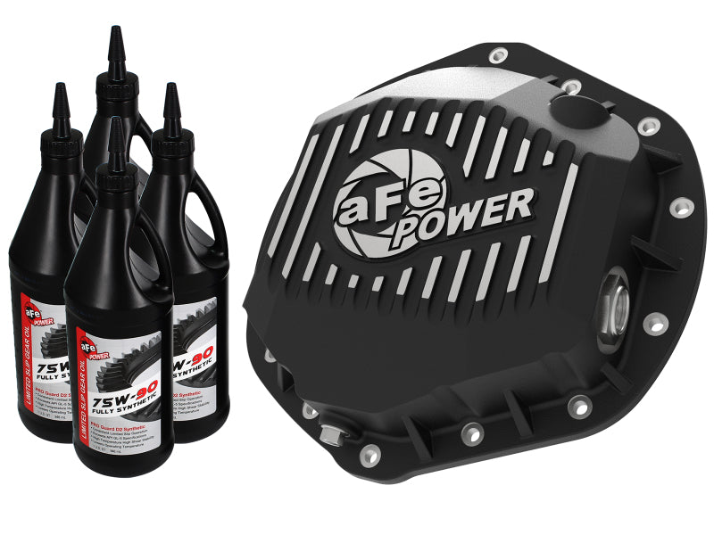 aFe Power Pro Series Rear Differential Cover Black w/Machined Fins & Gear Oil 14-18 RAM 6.7L Diesel