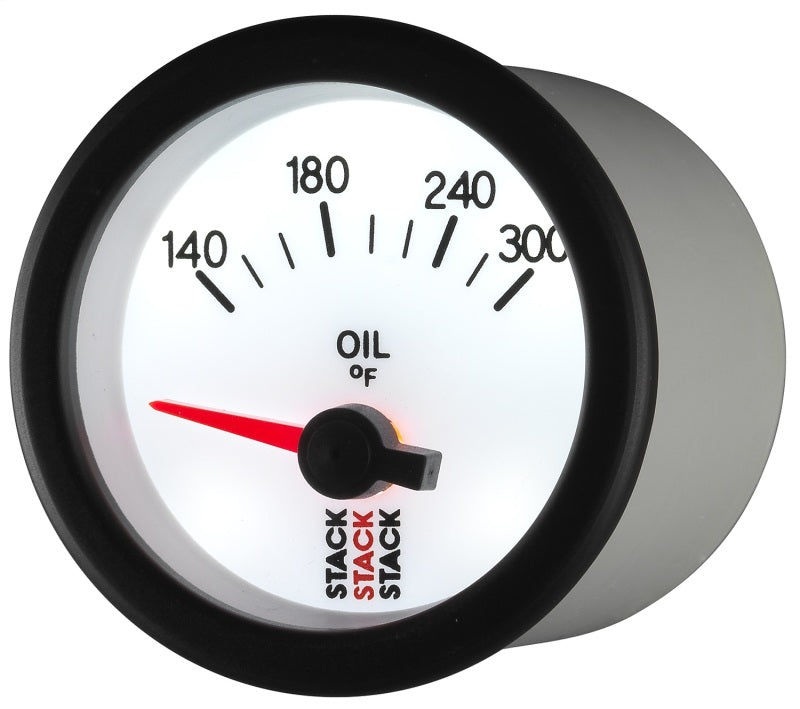 Autometer Stack 52mm 140-300 Deg F 1/8in NPTF Electric Oil Temp Gauge - White ST3260