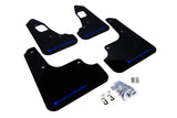 Rally Armor UR Mudflaps Urethane - Mitsubishi Evo X 2008-2015 - Black/Blue