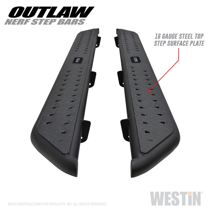 Westin 15-19 Ford F-150 SuperCrew / 17-19 Ford F-250/350 Crew Cab Outlaw Nerf Step Bars - eliteracefab.com