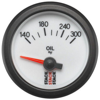 Autometer Stack 52mm 140-300 Deg F 1/8in NPTF Electric Oil Temp Gauge - White ST3260
