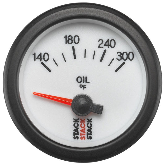 Autometer Stack 52mm 140-300 Deg F 1/8in NPTF Electric Oil Temp Gauge - White ST3260