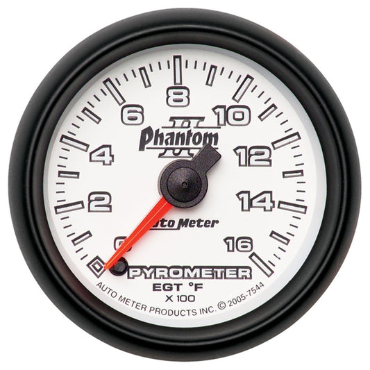 Autometer Phantom II 52.4mm Full Sweep Electronic 0-1600 Def F EGT/Pyrometer Gauge 7544