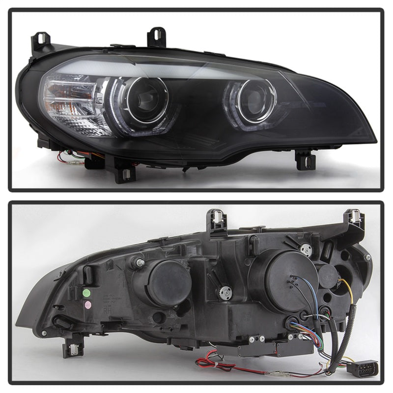 Spyder 07-10 BMW X5 E70 (HID Models Only) Projector Headlights - Black PRO-YD-BMWE7007-AFSHID-BK - eliteracefab.com