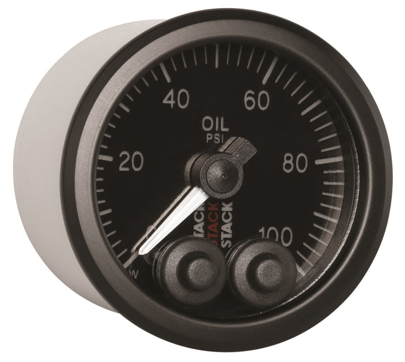Autometer Stack Instruments Pro Control 52mm 0-100 PSI Oil Pressure Gauge - Black (1/8in NPTF Male).