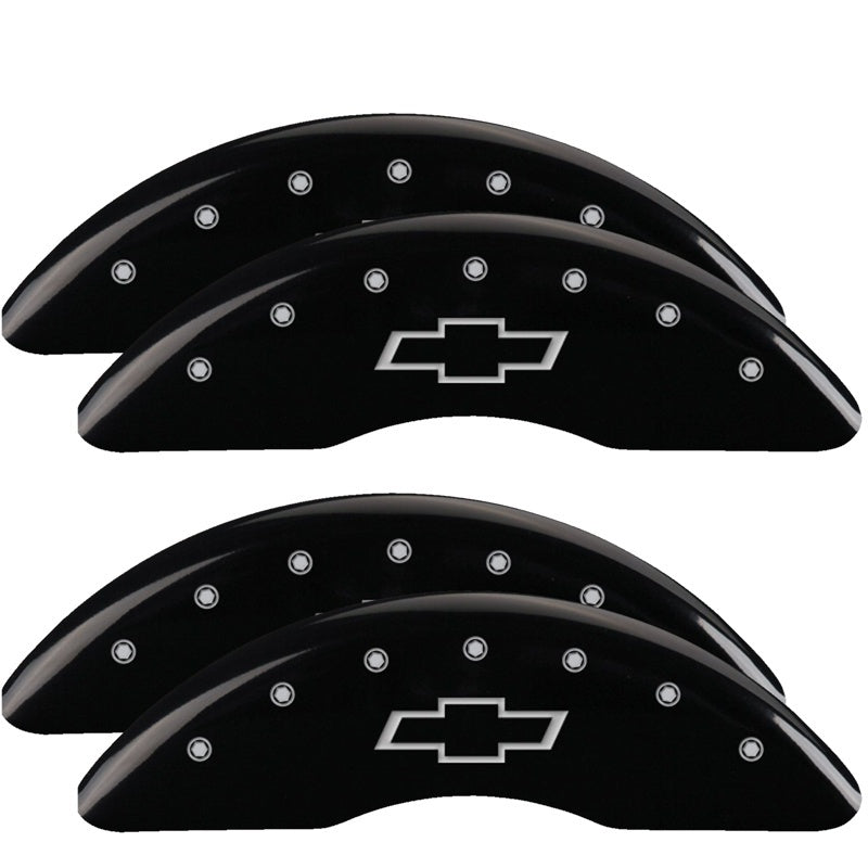 MGP 4 Caliper Covers Engraved Front & Rear Bowtie Black finish silver ch MGP