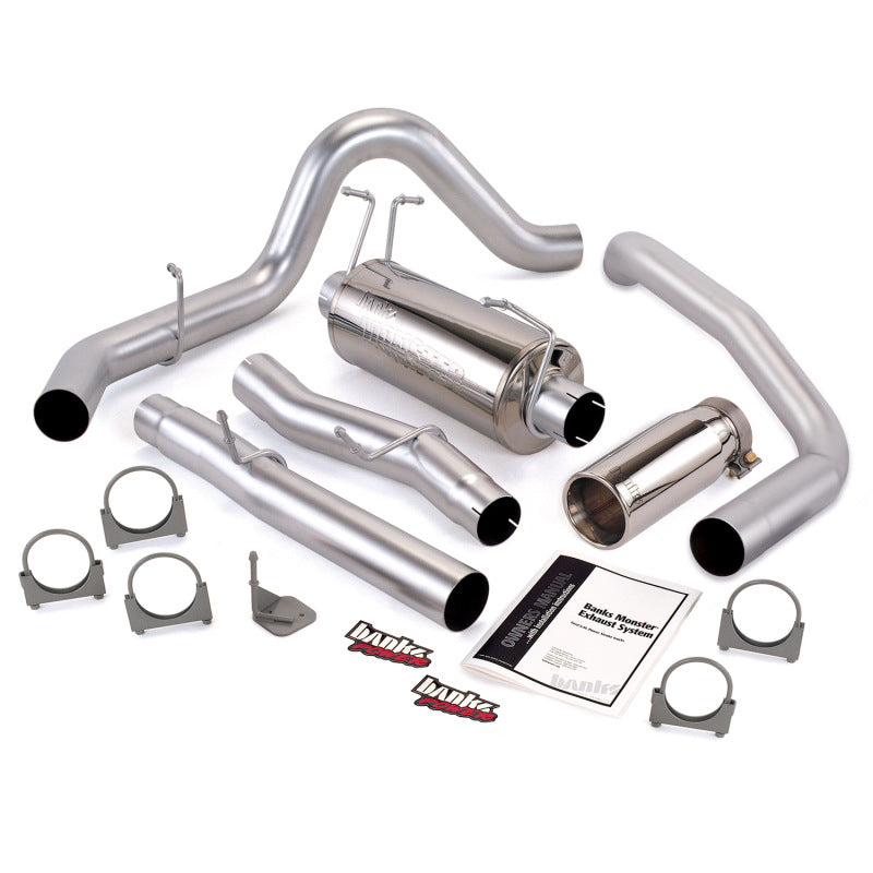 Banks Power 03-07 Ford 6.0L Excursion Monster Exhaust System - SS Single Exhaust w/ Chrome Tip - eliteracefab.com