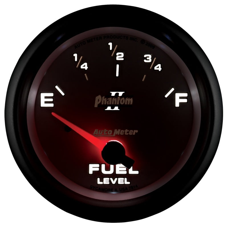 AutoMeter Gauge Fuel Level 2-5/8in. 0 Ohm(e) to 90 Ohm(f) Elec Phantom II 7814