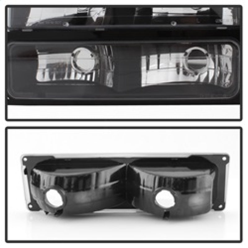 Xtune Chevy Suburban 94-98 Headlights w/ Corner & Parking Lights 8pcs Black HD-JH-CCK88-AM-BK-SET - eliteracefab.com