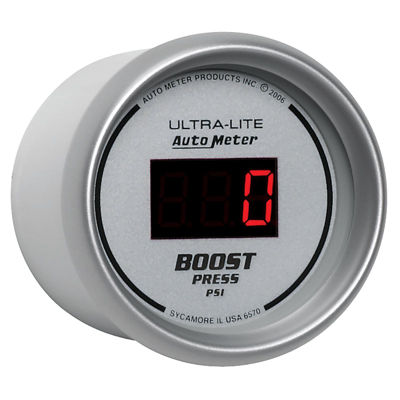 Autometer Ultra-Lite 2-1/16in 5-60 PSI Digital Boost Pressure Gauge - Silver 6570