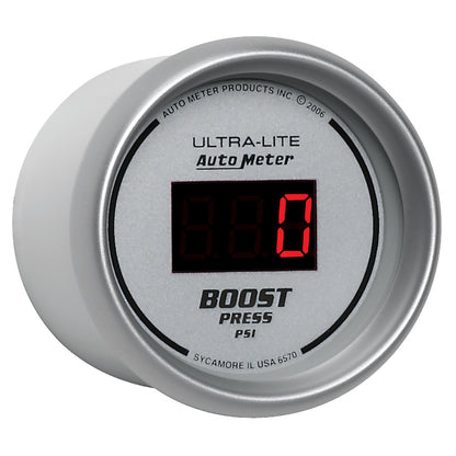 Autometer Ultra-Lite 2-1/16in 5-60 PSI Digital Boost Pressure Gauge - Silver 6570
