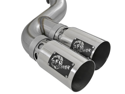 aFe Rebel XD 4in SS Down-Pipe Back Exhaust w/Dual Polished Tips 17-18 Ford Diesel Trucks V8-6.7L(td) aFe