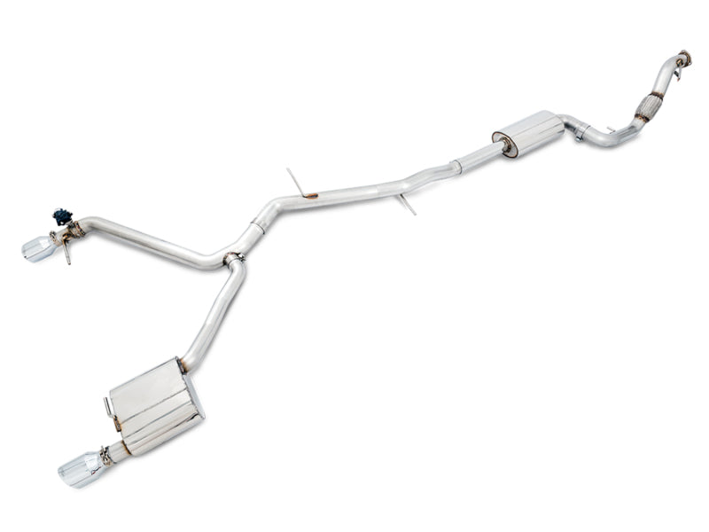 AWE Tuning Audi B9 A4 SwitchPath Exhaust Dual Outlet - Chrome Silver Tips (Includes DP and Remote) AWE Tuning