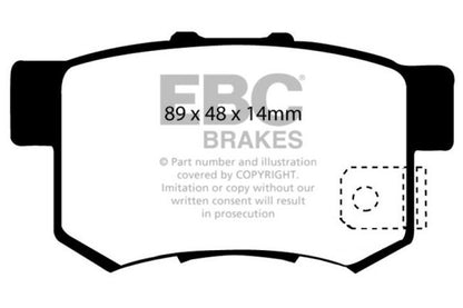 EBC 97 Acura CL 2.2 Redstuff Rear Brake Pads - eliteracefab.com