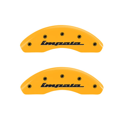 MGP 4 Caliper Covers Engraved Front & Rear Impala Yellow finish black ch MGP