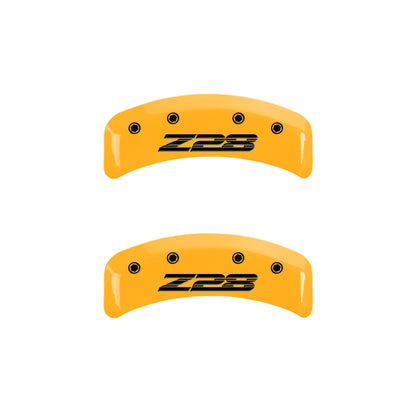 MGP 4 Caliper Covers Engraved Front Camaro Rear Z28 Yellow Finish Black Char 1997 Chevy Camaro MGP