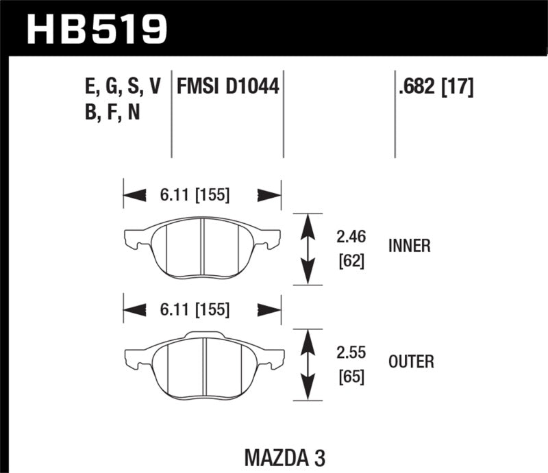 Hawk 2013-2014 Ford Escape (FWD Only) HPS 5.0 Front Brake Pads - eliteracefab.com