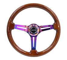 Load image into Gallery viewer, NRG Reinforced Classic Wood Grain Wheel 350mm 3-Spoke Slotted Center Neochrome Brown Painted Wood - eliteracefab.com