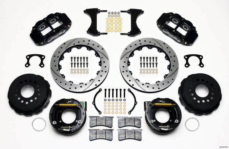 Wilwood Narrow Superlite 4R Rear P-Brk Kit 12.88in Drilled Small Ford 2.66in Offset Wilwood