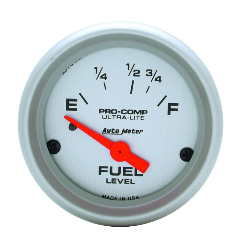 Autometer Ultra-Lite 52mm 16 OHMS Empty/158 OHMS Full Short Sweep Electronic Fuel Level Gauge 4318