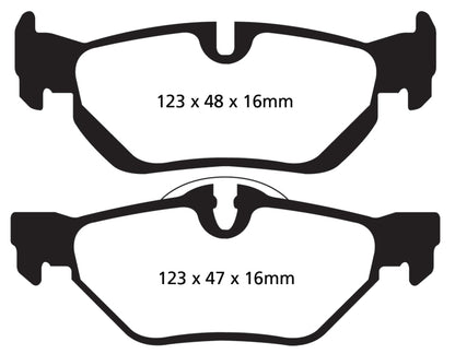 EBC 13+ BMW X1 2.0 Turbo (28i) Yellowstuff Rear Brake Pads - eliteracefab.com