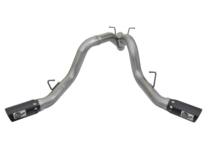 aFe LARGE BORE-HD 4in 409-SS DPF-Back Exhaust w/Dual Black Tips 2017 GM Duramax V8-6.6L (td) L5P aFe