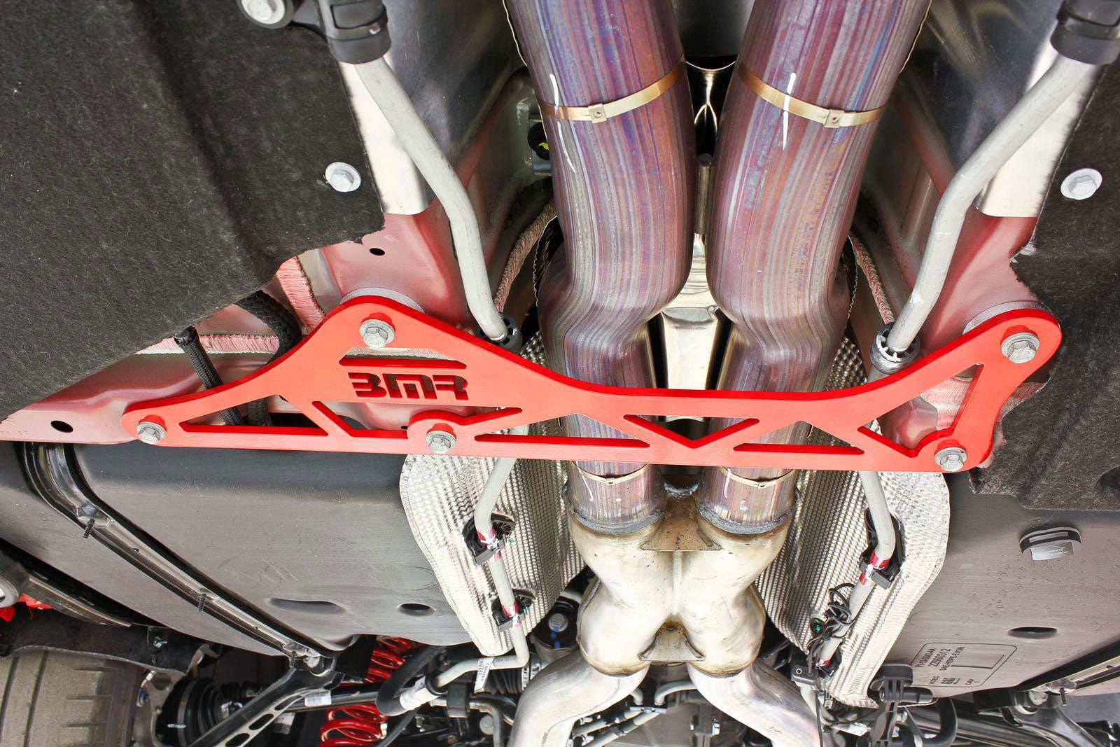 BMR CAMARO DRIVESHAFT TUNNEL BRACE STEEL RED; 2016-2018 - eliteracefab.com