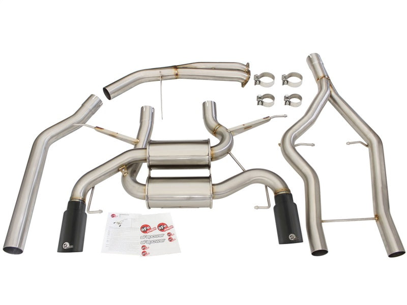 aFe MACHForce XP SS-304 Black Tip 3.0in-2.5in Dia Cat Back Exhaust 11-13 BMW 335i (E90/E92) 3.0L - eliteracefab.com