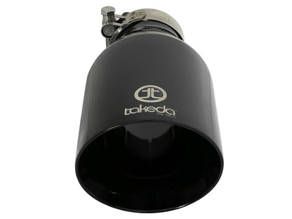 aFe Takeda 409 SS Clamp-On Exhaust Tip 2.5in. Inlet / 4.5in. Outlet / 9in. L - Black aFe