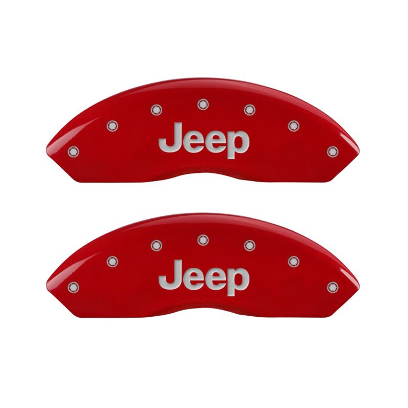 MGP Front set 2 Caliper Covers Engraved Front JEEP Red finish silver ch MGP