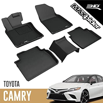 3D MAXpider 2018-2020 Toyota Camry Kagu 1st & 2nd Row Floormats - Black - eliteracefab.com