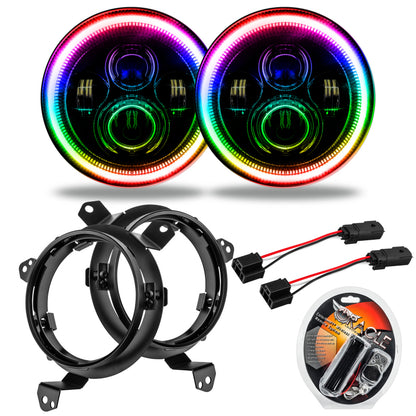 Oracle Jeep Wrangler JL/Gladiator JT 7in. High Powered LED Headlights (Pair) - ColorSHIFT - eliteracefab.com