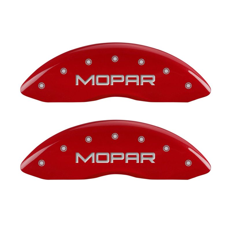 MGP 4 Caliper Covers Engraved Front & Rear MOPAR Red finish silver ch MGP