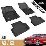 3D MAXpider 2015-2020 Audi A3/A3 Sportback E-Tron/RS3/S3 Kagu 1st & 2nd Row Floormats - Black