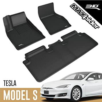 3D MAXpider 2012-2014 Tesla Model S Kagu 1st Row Floormat - Black - eliteracefab.com