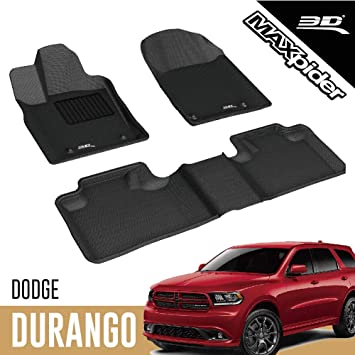 3D MAXpider 2012-2020 Dodge Durango Kagu 1st & 2nd Row Floormats - Black - eliteracefab.com