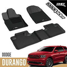 Load image into Gallery viewer, 3D MAXpider 2012-2020 Dodge Durango Kagu 1st &amp; 2nd Row Floormats - Black - eliteracefab.com