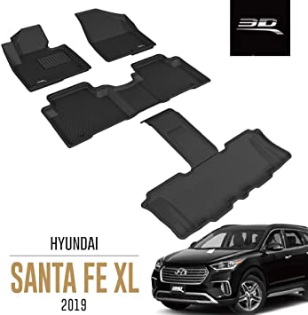 3D MAXpider 2013-2018 Hyundai Santa Fe Sport Kagu 1st & 2nd Row Floormats - Black - eliteracefab.com