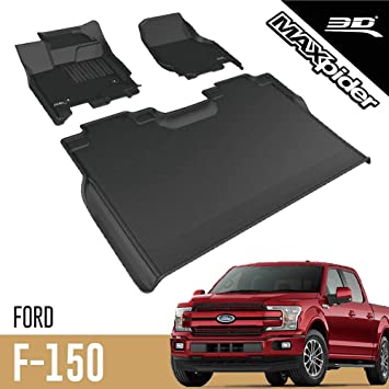 3D MAXpider 2015-2020 Ford F-150 Supercrew Kagu 1st & 2nd Row Floormats - Black - eliteracefab.com