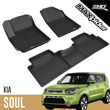 3D MAXpider 2014-2019 Kia Soul Kagu 1st & 2nd Row Floormats - Black - eliteracefab.com