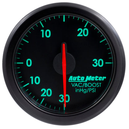 Autometer Airdrive 2-1/6in Boost/Vac Gauge 30in HG/30 PSI - Black 9159-T