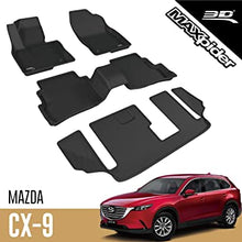 Load image into Gallery viewer, 3D MAXpider 2016-2019 Mazda CX-9 Kagu 1st &amp; 2nd &amp; 3rd Row Floormats - Black - eliteracefab.com