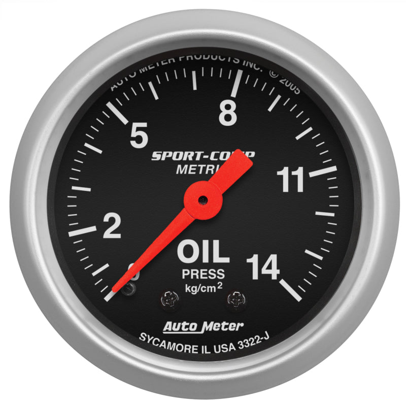 AutoMeter GAUGE; OIL PRESSURE; 2 1/16in.; 14KG/CM2; MECHANICAL; SPORT-COMP - eliteracefab.com