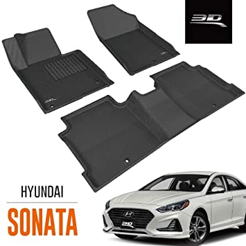 3D MAXpider 2015-2019 Hyundai Sonata/2016 Sonata Hybrid Kagu 1st & 2nd Row Floormats - Black - eliteracefab.com