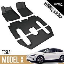 Load image into Gallery viewer, 3D MAXpider 2016-2020 Tesla Model X 6-Seats Kagu 1st &amp; 2nd &amp; 3rd Row Floormats - Black - eliteracefab.com